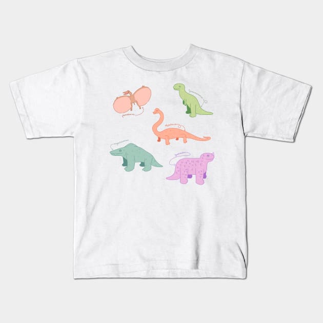 Retro dionsaurs Kids T-Shirt by Trijucre